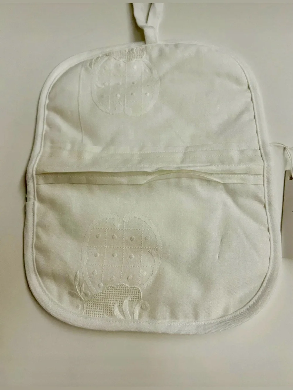 New Paperwhite Lace Jewelry Case Hand Embroidered 2 Zip Inside Compartment